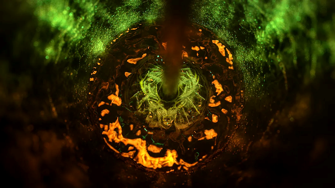 abstract close up inside a shot glass while Jägermeister is pooring into it