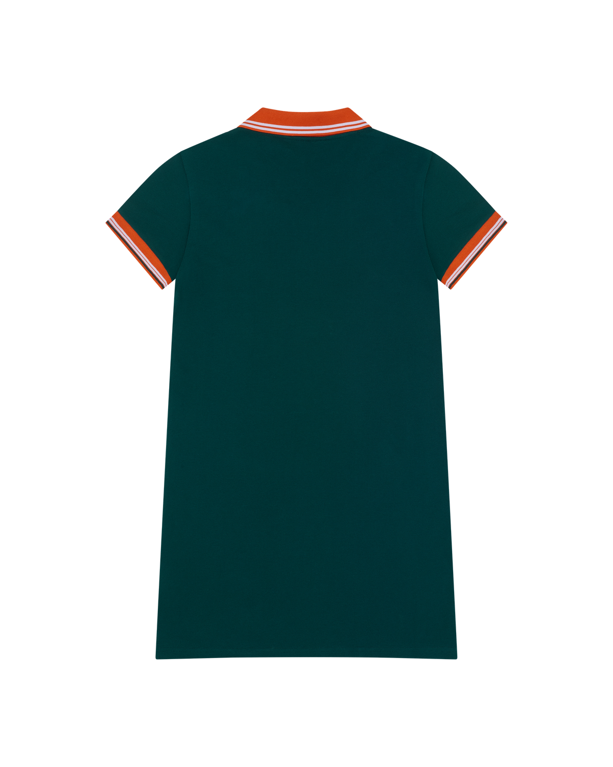 Green dress with orange trim