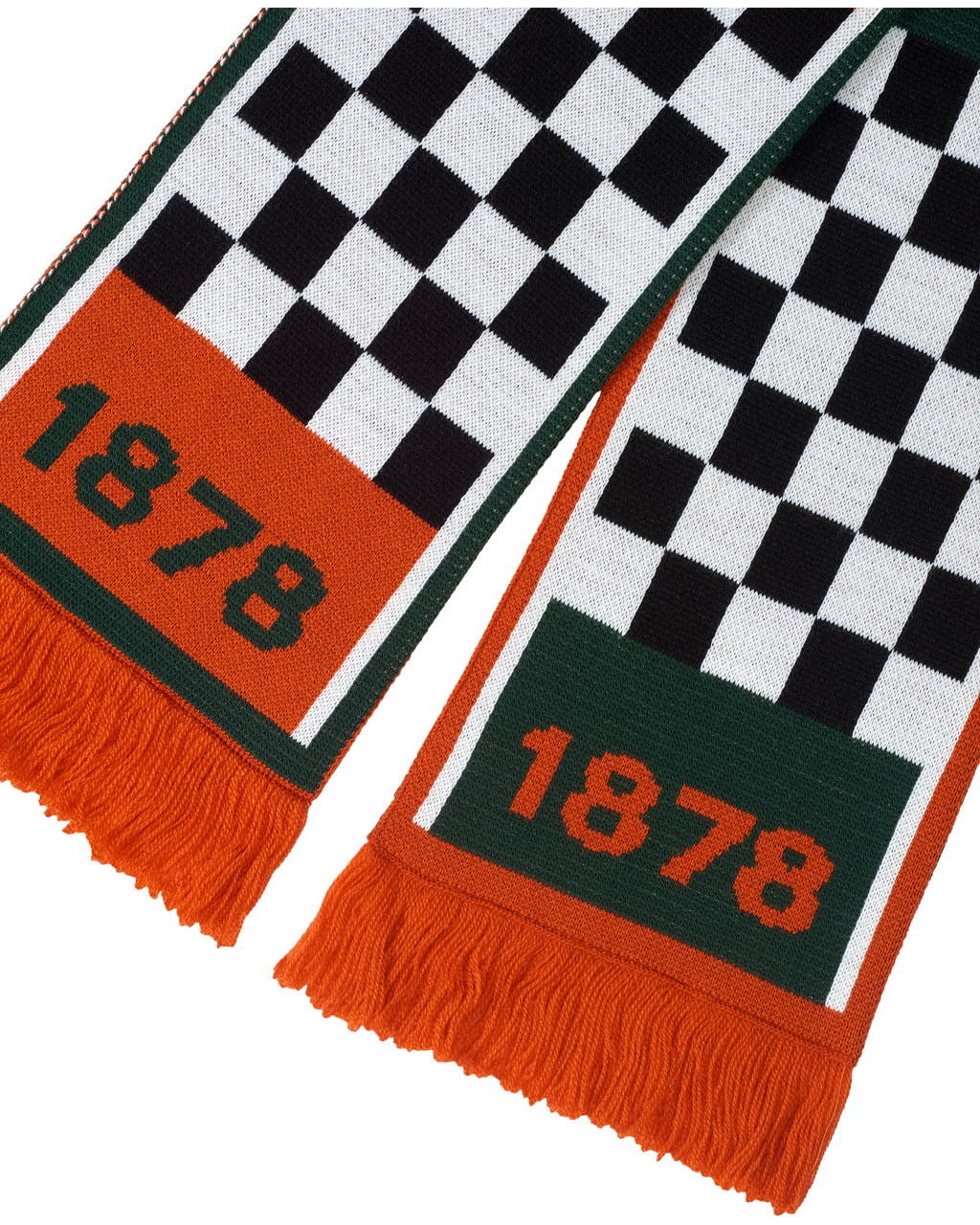 Jägermeister Racing scarf with checkered pattern and '1878' text.