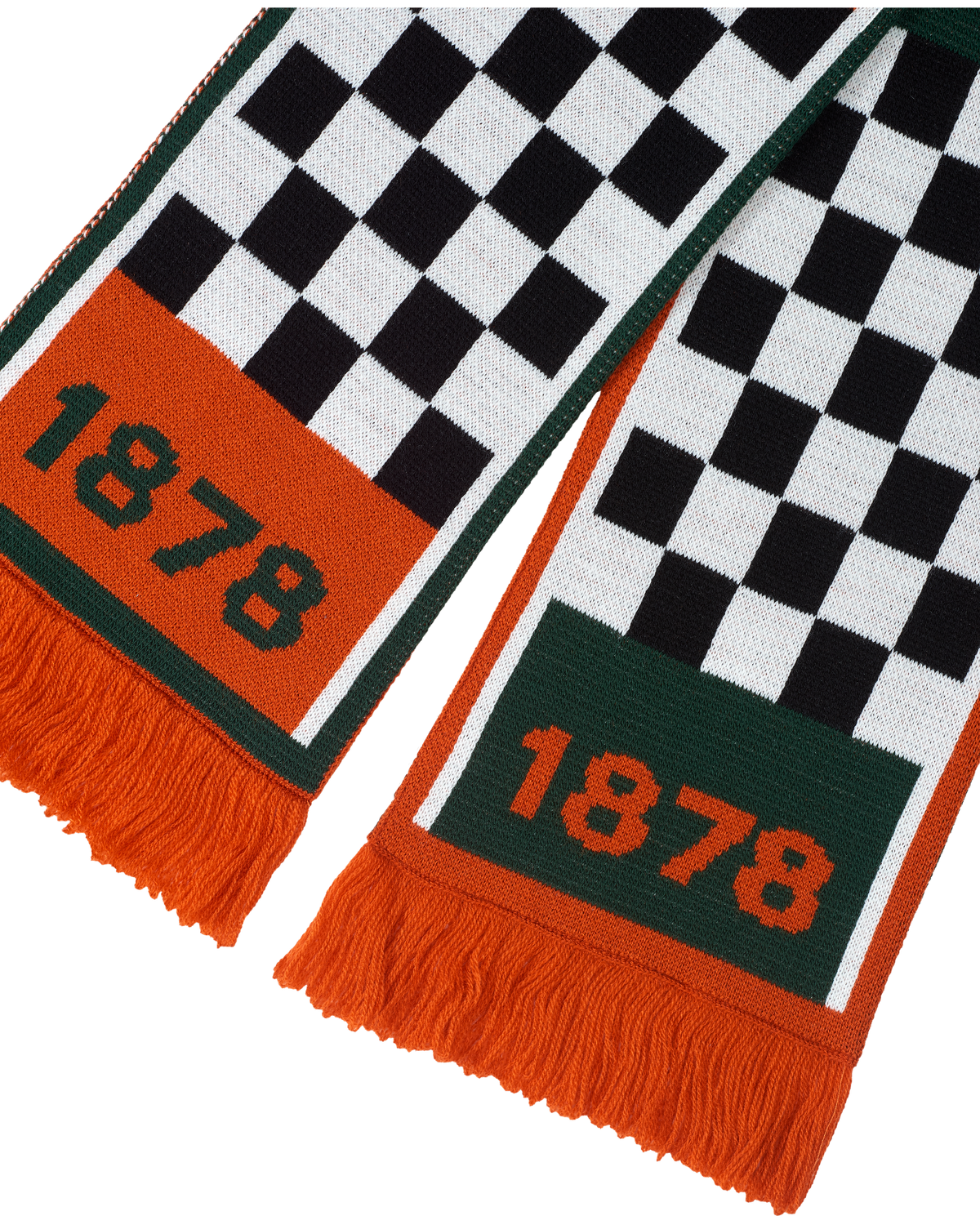 Jägermeister Racing scarf with checkered pattern and '1878' text.