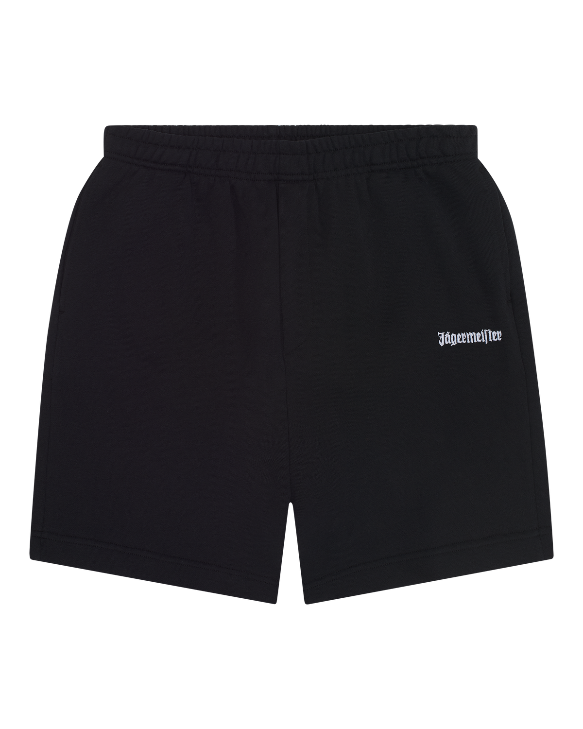 Black shorts with a small Jägermeister wordmark logo.