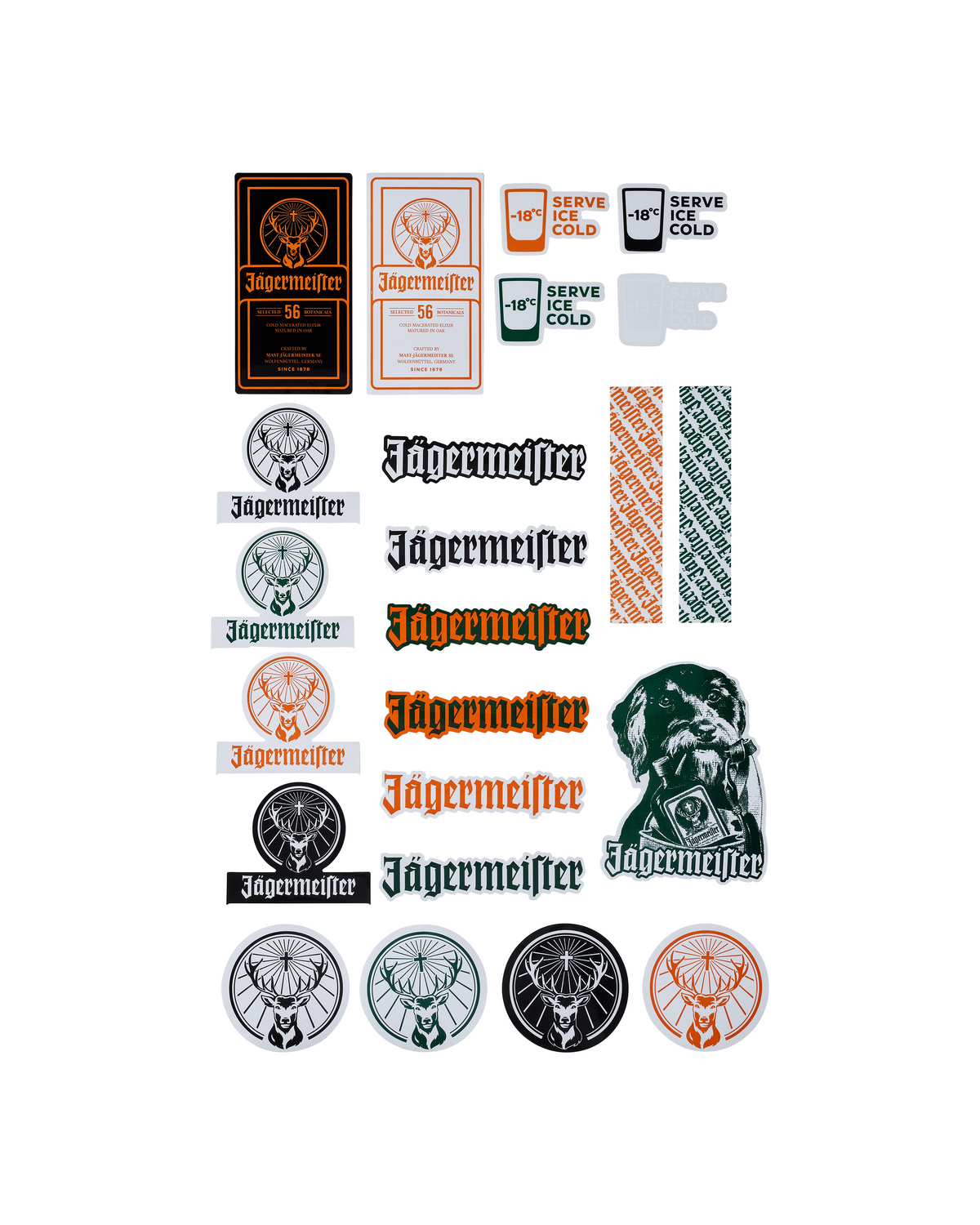 Collection of Jägermeister logos and branding elements 