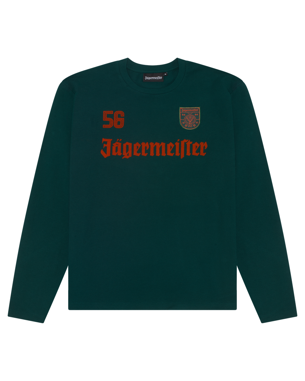 Green longsleeve with Jägermeister branding.